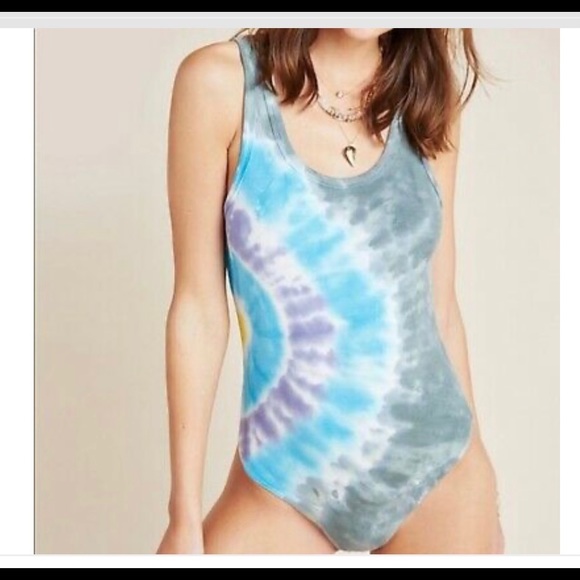 Agolde Tops - Anthropologie x Agolde LA rib tank Tiedye bodysuit, Catalyst Rewind Cotton Blue